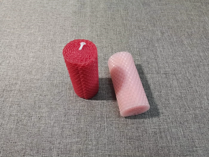 rolled beeswax pillar candles