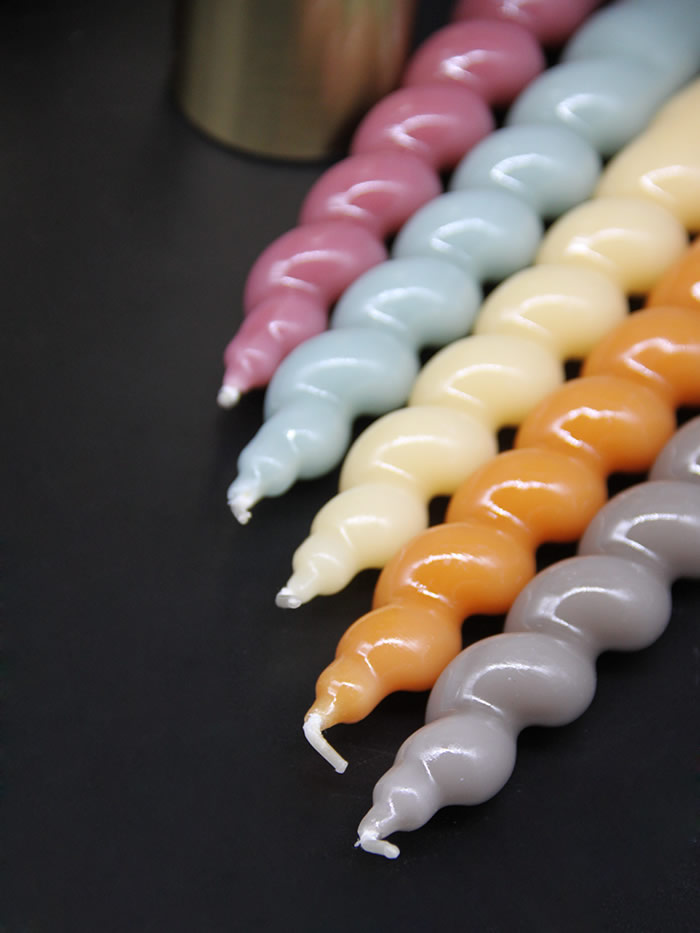 coloured twisted candles