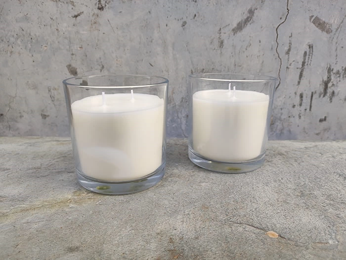 two wicks glass jar candles