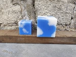 custom blue sky white clouds design craft cube candles