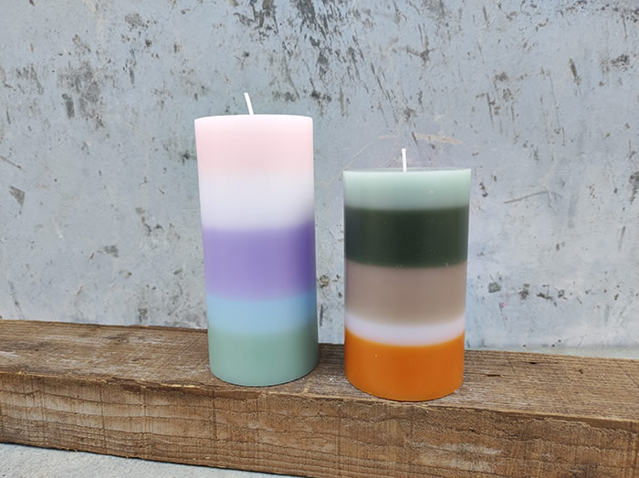 color layer pillar candles
