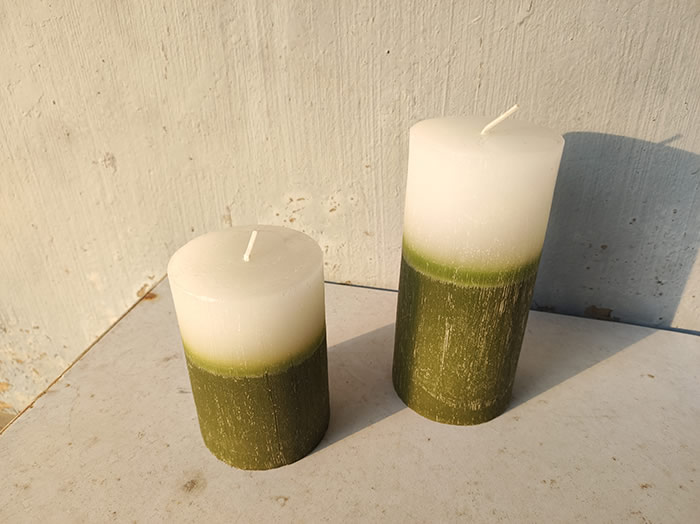 color layered design pillar candles