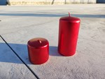 metallic paint effect pillar candles