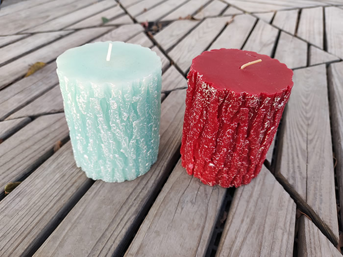 tree trunk pillar candles