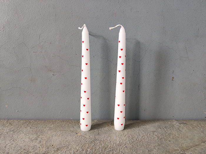 heart painted taper candles