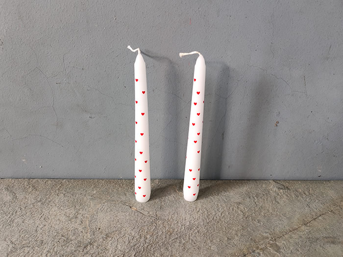 heart painted taper candles