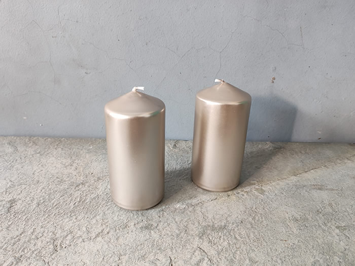 metallic paint effect pillar candles