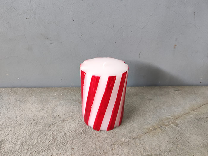 peppermint stripe pillar candle