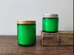 green glass jar candles