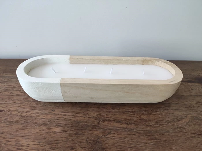 natural wood dough bowl candle