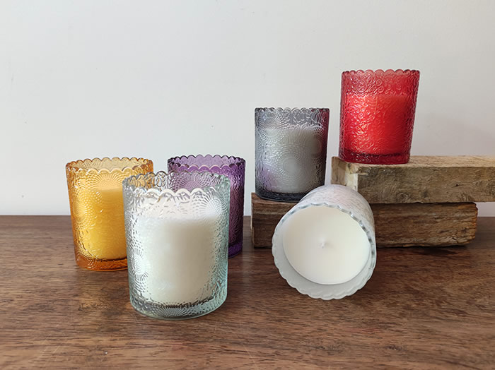 Scalloped Edge Glass Candle