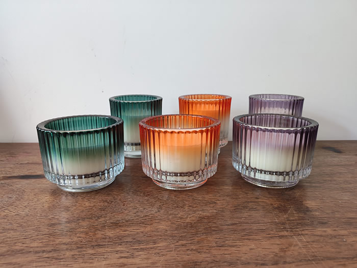 vintage ribbed glass candles