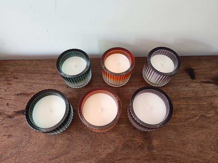 vintage ribbed glass candles