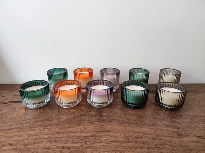 vintage ribbed glass candles