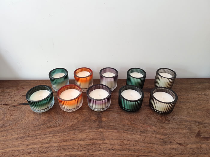 vintage ribbed glass candles