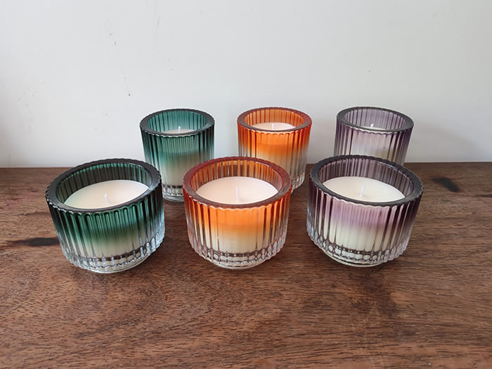 vintage ribbed glass candles