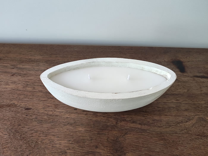 white dough bowl candles